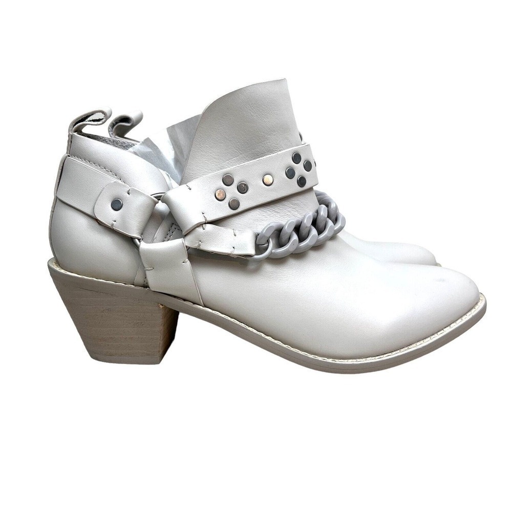 Kelsi Dagger Bootie Brooklyn Karma Pull Tab‎ Chain Studded Bone Gray Women 7.5